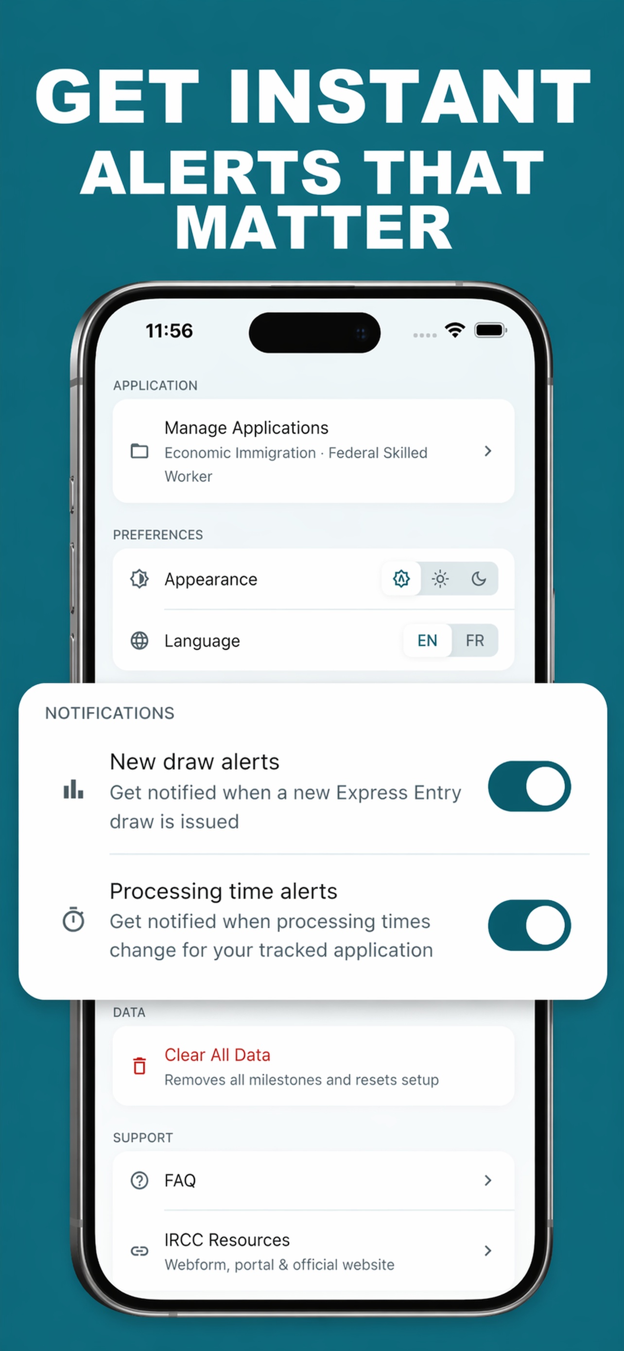 Push notification for a new Express Entry draw